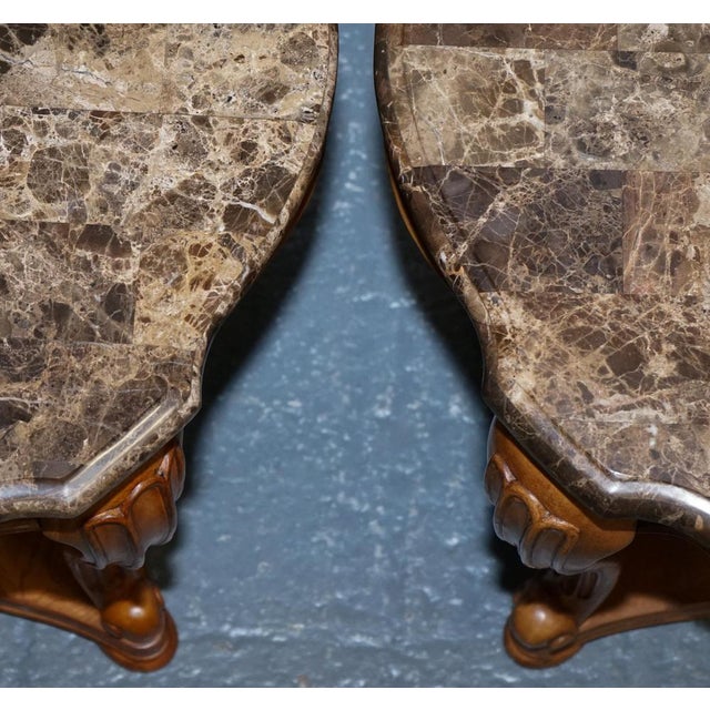 Vintage French Style Side Tables with Faux Marble Tops, Set of 2 For Sale - Image 15 of 16