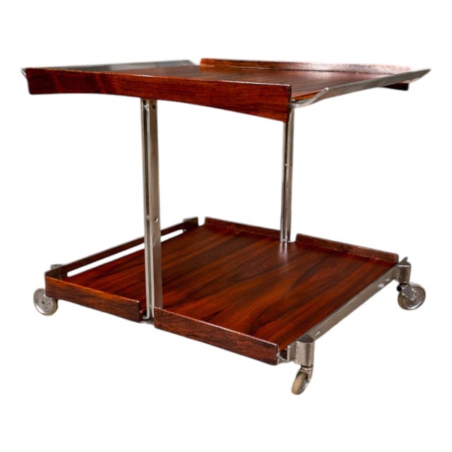 Bar Car With Removable Trays in Rosewood & Metal, Forma, 1960s For Sale