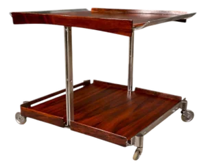 Bar Car With Removable Trays in Rosewood & Metal, Forma, 1960s