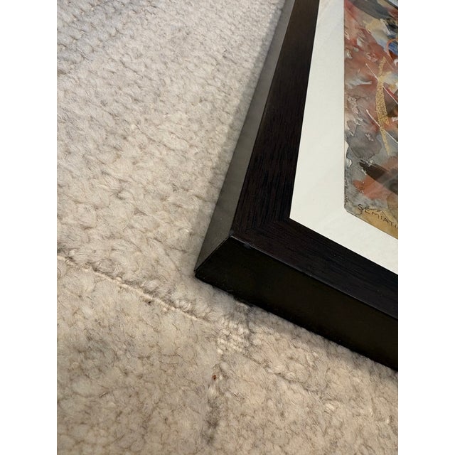 Vintage Midcentury Modern Abstract Painting, Framed, Signed Jacob Semiatin, 1959 For Sale - Image 9 of 11