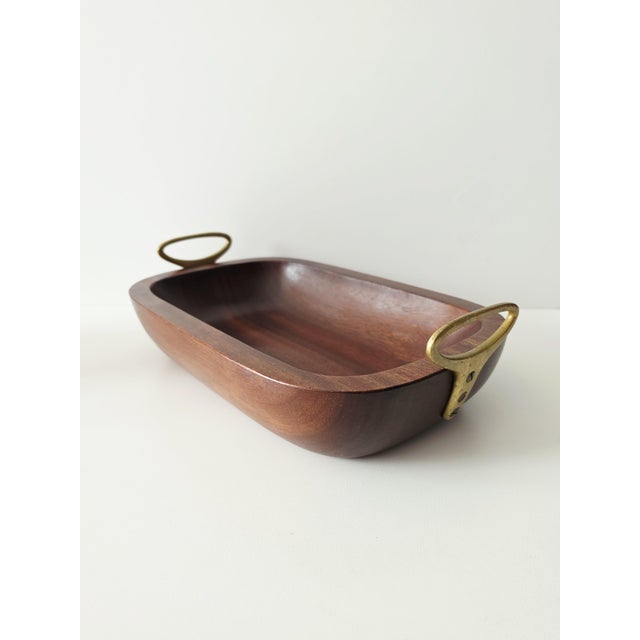 Wood Large Vintage Wooden Fruit Bowl with Brass Handles by Carl Auböck, 1950s For Sale - Image 7 of 18