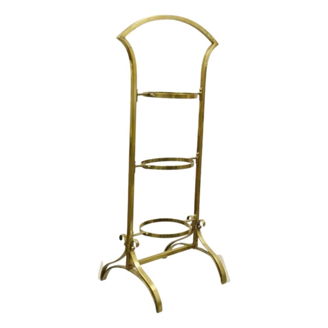 Vintage Italian Mid Century Modern Brass 3 Tier Muffin Pastry Cake Stand For Sale