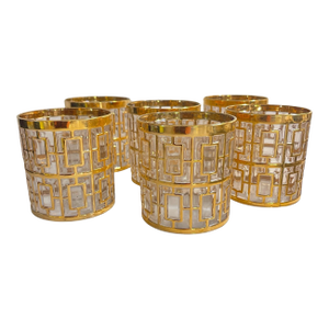 Vintage Imperial Glass Co “Shoji” Trellis Old Fashioned Whiskey Set of 6