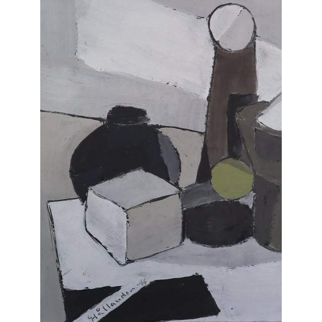 1966 Mid-Century Modern "The Green Ball" Vintage Still Life Oil Painting by Swedish Artist Gunnar Hållander (1915-1980), Framed For Sale - Image 9 of 13