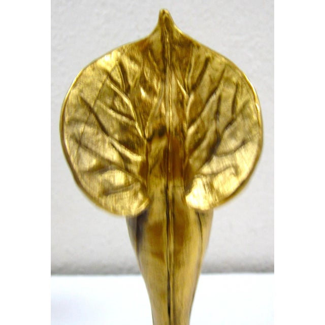 Late 19th Century Pair Art Nouveau German Cast Brass Calla Lily Candlesticks Attributed to Richard Müller For Sale - Image 9 of 13