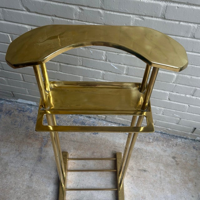 Mid 20th Century Vintage Brass Valet Stand - Palm Beach Hollywood Regency Dresser Rack - Karl Springer Style For Sale - Image 5 of 11