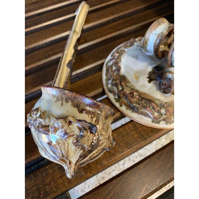 Ceramic Mid 20th Century Abstract Stoneware Tureen With Ladle For Sale - Image 7 of 13