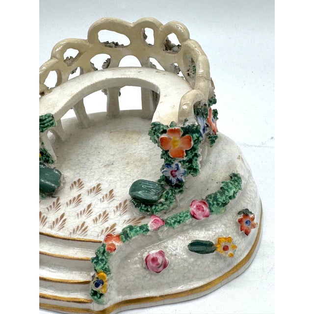 Figurative 19th-Century Staffordshire Porcelain Floral Garden Bower With Gilt Steps For Sale - Image 3 of 8