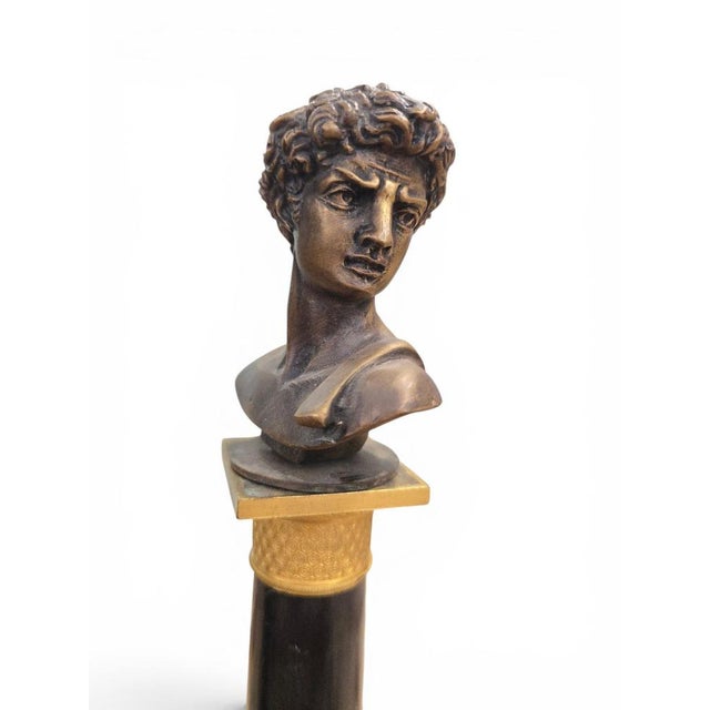 Black Marble Columns with Gilt Bronze Mounts and Roman Emperor Busts, 1898, Set of 4 For Sale - Image 6 of 11