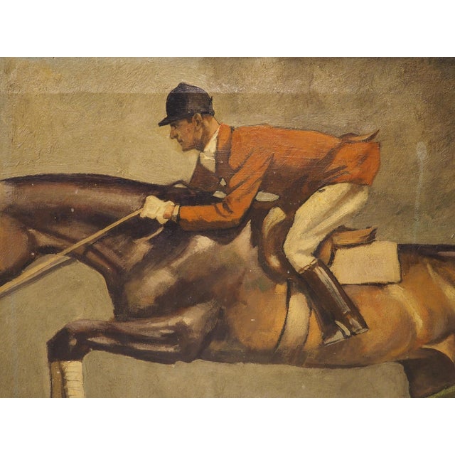 The Hunter Jumper, Early 1900s Signed European Equestrian Oil on Canvas Painting For Sale - Image 18 of 18