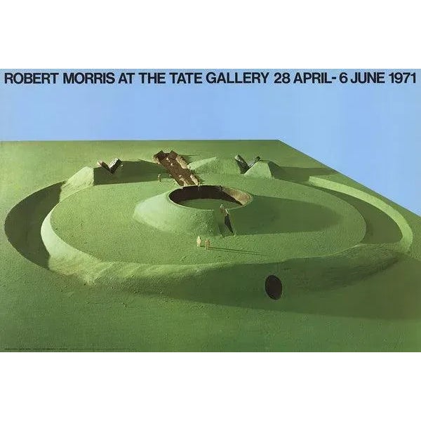 Mid-Century Modern 1971 Robert Morris 'Observatory Earthwork-Project for Sonsbeek 71, Arnhem' Green,Blue Offset Lithograph For Sale - Image 3 of 3