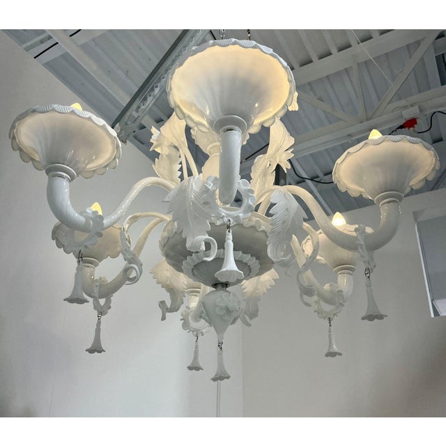 White Murano Glass Chandelier by LaMurrina For Sale - Image 9 of 9