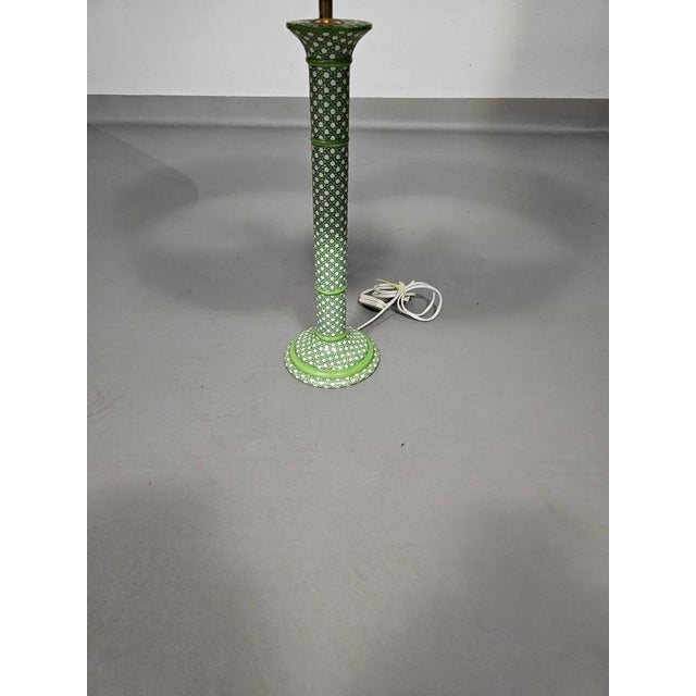 Green Glazed Ceramic Table Lamp with Webbing Pattern For Sale - Image 11 of 16