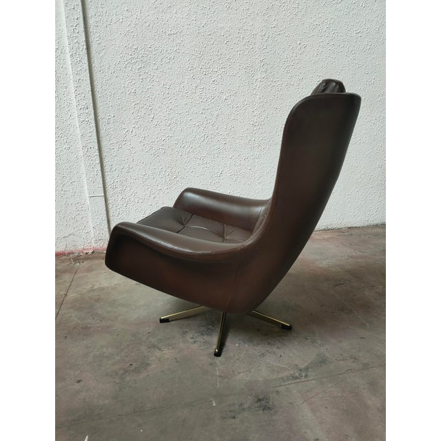 Animal Skin Mid-Century Modern Nordic Leather Chair, 1980 For Sale - Image 7 of 10