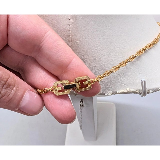 Vintage Signed Givenchy 1978 Goldtone Paisley Pavé Rhinestone Pendant Necklace For Sale - Image 10 of 12