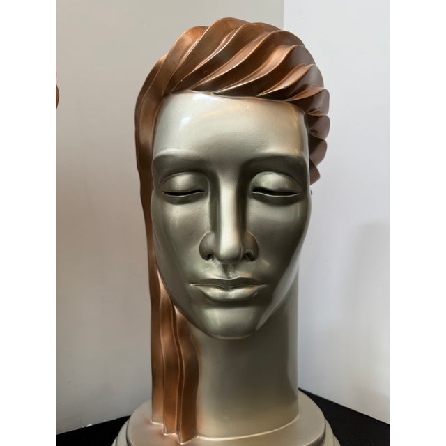 1980s Art Deco Revival Busts After Lora Marx -a Pair For Sale In Detroit - Image 6 of 15