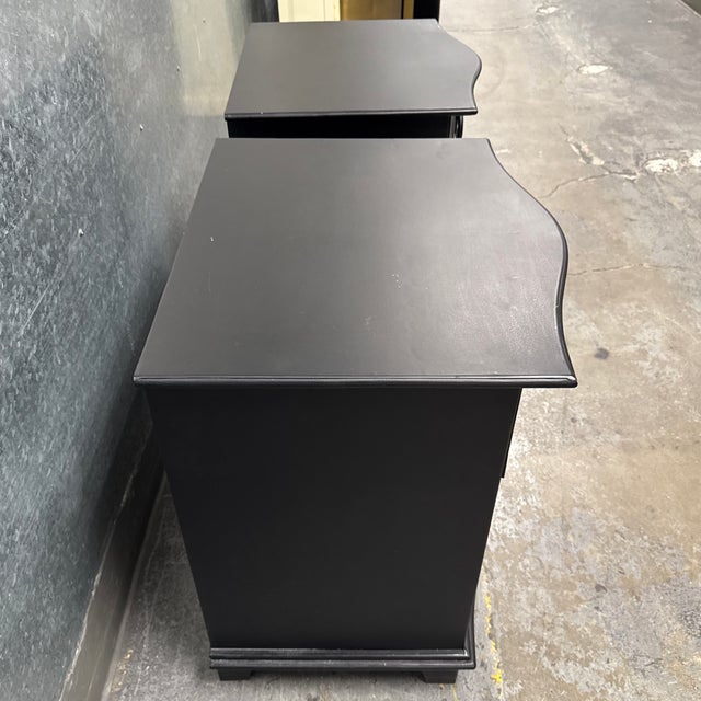 2010s Restoration Hardware 18th C. Black Baroque Curved Metal Nightstands, Pair For Sale - Image 5 of 11