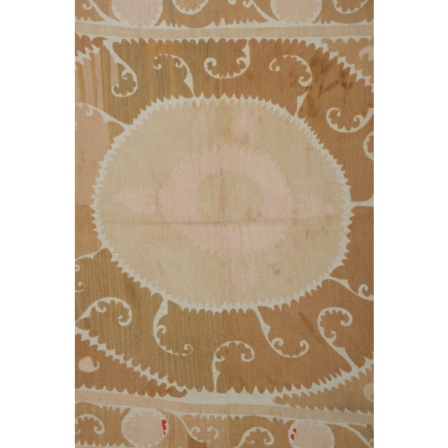 Sand Vintage Suzani Wall Hanging Decor With Neutral Color For Sale - Image 8 of 11