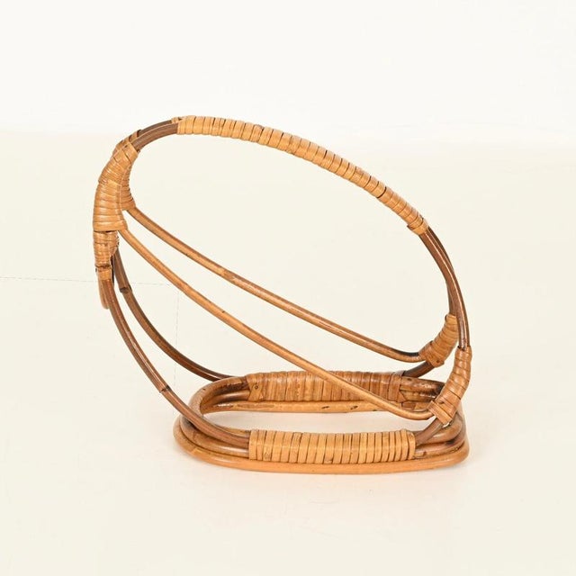 Italian Organic Curved Rattan and Hand-Woven Wicker Bottle Holder, 1960s For Sale - Image 6 of 12