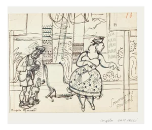 Angelo Griscelli, the Memory of the Festival, 20th Century, Original Drawing
