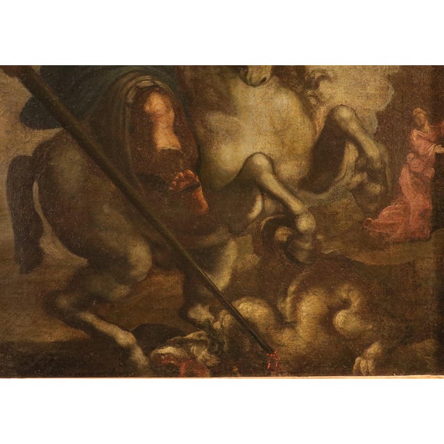 Baroque Tuscan School Artist, Saint George and the Dragon, 18th Century, Oil Painting on Canvas, Framed For Sale - Image 3 of 15