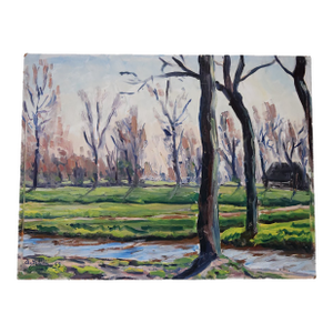 Mid-20th Century French Forrest Meadow Painting