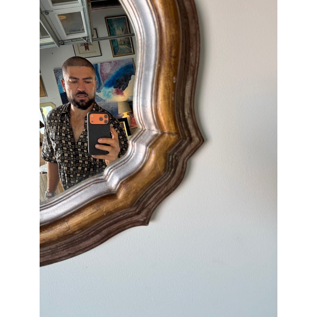 Wood 1960’s Italian Hollywood Regency Carved Wood Wall Mirror For Sale - Image 7 of 12