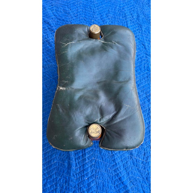 A Vintage Egyptian Camel Footstool/Ottoman, With Green Leather Seat, 1960's For Sale - Image 11 of 12