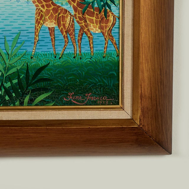 Vintage Haitian Painting of a Jungle Scene With Animals For Sale - Image 10 of 11