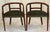 Petite Scale Mid-Century Italian Walnut Horseshoe Rail Back Armchairs - A Pair For Sale - Image 4 of 18