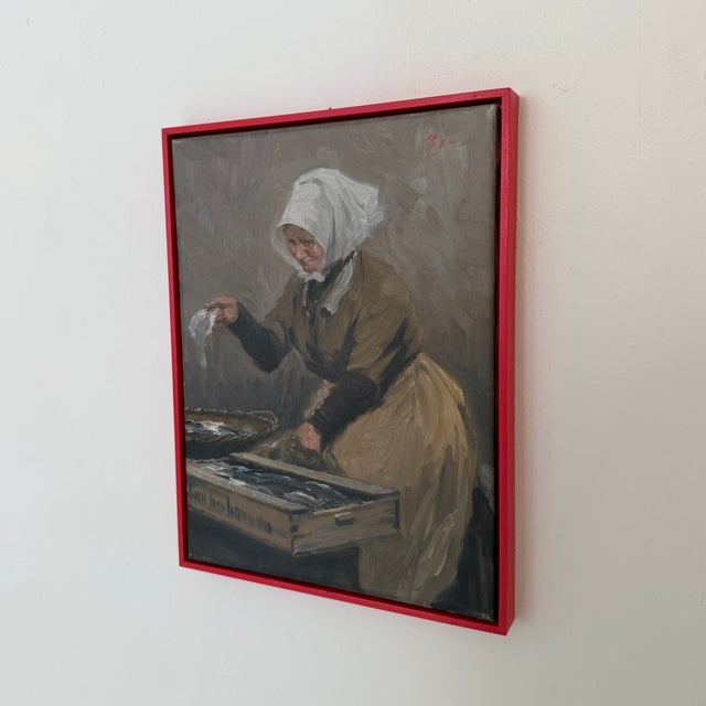 Søren Christian Bjule, Fish Market Copenhagen, 1950, Oil Painting on Canvas, Framed For Sale - Image 4 of 13