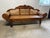 Vintage British Colonial West Style Indies Cedrela and Caned Settee Handcrafted with ocean inspired motifs, rolled arms...