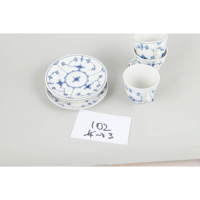 Blue Fluted Plain Coffee Cups and Saucers from Royal Copenhagen, Early 20th Century, Set of 6 For Sale - Image 6 of 7