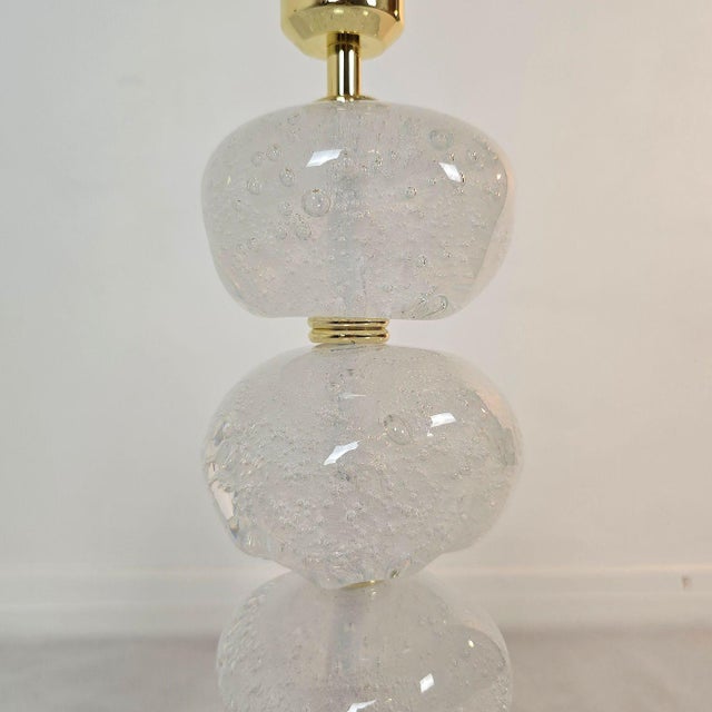 Transparent 1990s Pair of Pebble Murano Glass Table Lamps, Mid Century For Sale - Image 8 of 12