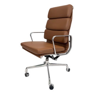 Late 20th Century Eames Aluminum Group Soft Pad Executive Chair by Herman Miller -Brown Leather For Sale