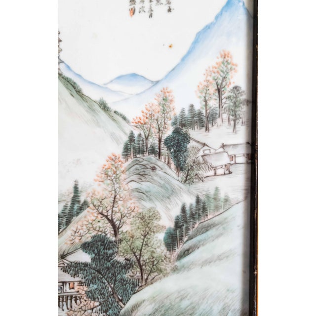 Mid-Century Chinese Republic Period Chinoiserie Porcelain Plaque, Signed For Sale - Image 9 of 11