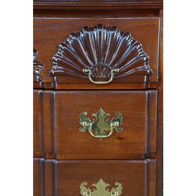 Brown Vintage Chippendale Style Mahogany Shell & Blockfront Highboy Chest on Chest 89" For Sale - Image 8 of 18
