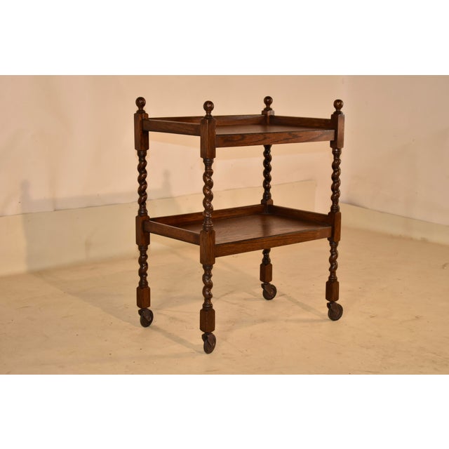 Edwardian Oak Bar Cart From England, Circa 1900 For Sale - Image 4 of 9