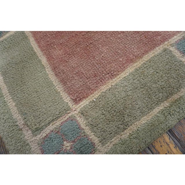 1930s Pink-Rose Open Field Antique Austrian Art Nouveau Vienna Werkstatte Rug 9'4" X 13'6" Knotted Wool Carpet For Sale In New York - Image 6 of 11
