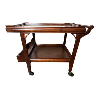Vintage Wood English Tea or Bar Cart For Sale