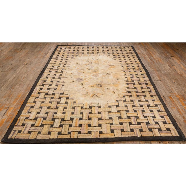 Folk Art Doris Leslie Blau Antique Tabriz Floral Allover Cream Beige Carpet - c. 1880 For Sale - Image 3 of 10