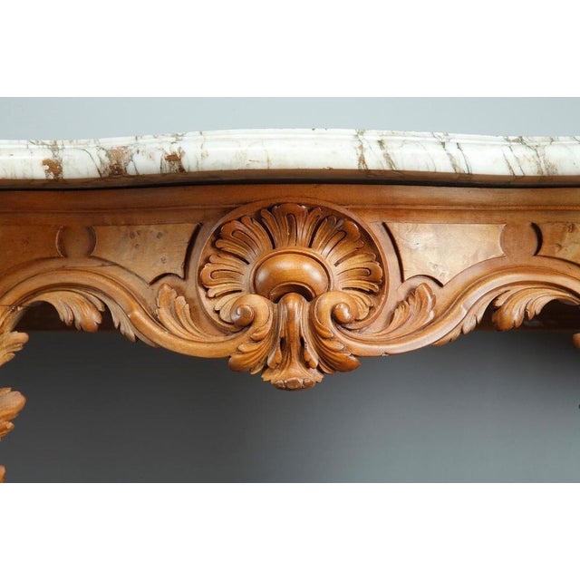 Louis XV-Style Console Tables with Marble Tops, Set of 2 For Sale - Image 3 of 18