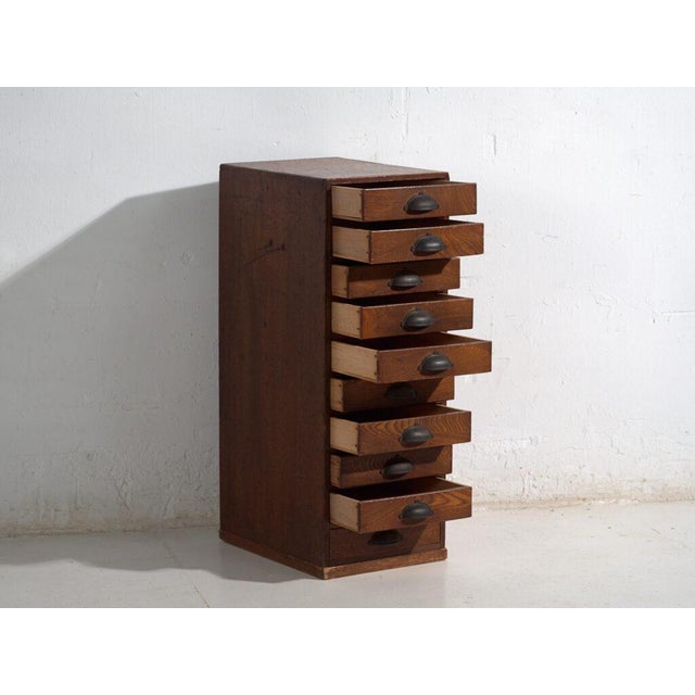 Brown Tall Japanese Ten-Drawer Cabinet For Sale - Image 8 of 12