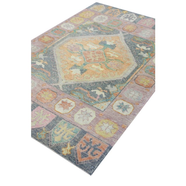 Pink Modern Turkish Oushak Rug 4'2" x 6'3" For Sale - Image 8 of 10
