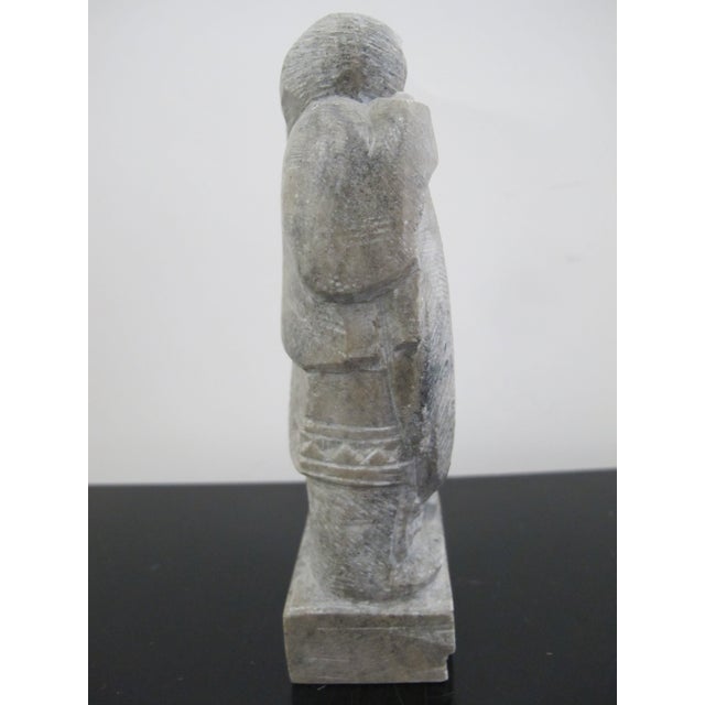 Canada Inuit Hand Carved Soapstone Hunter With Beaver Catch Figurine Sculpture For Sale - Image 4 of 7