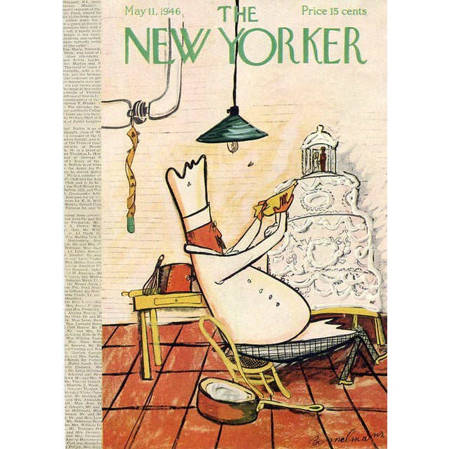 Original vintage New Yorker magazine cover dated May 11, 1946 featuring a Wedding Cake theme. Based on an illustration by...