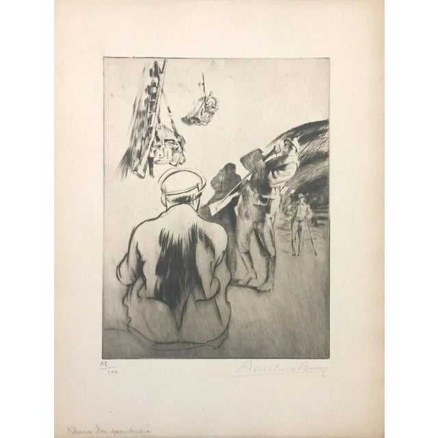 Dans La Poudrière - Original Etching by Anselmo Bucci - 1917 1917 For Sale