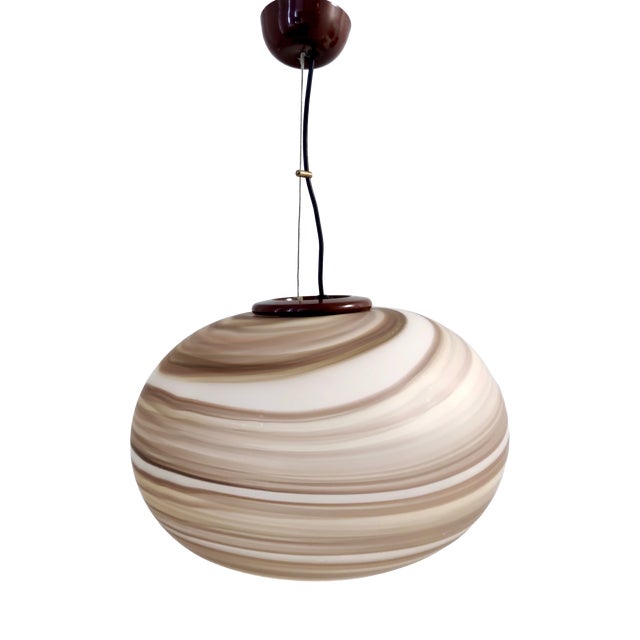 Vintage Adjustable Glass Pendant Light by Ludovico Diaz De Santillana for VeArt, 1970s For Sale