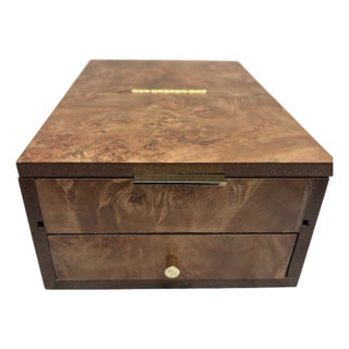 Vintage Burlwood Jewelry Storage Box For Sale