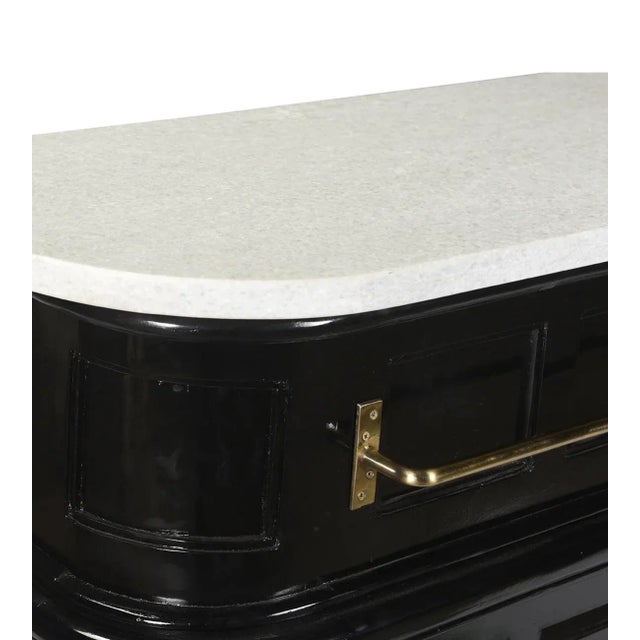 Matthew Izzo Home Art Deco Black Lacquer and Marble Bar Table For Sale - Image 4 of 6